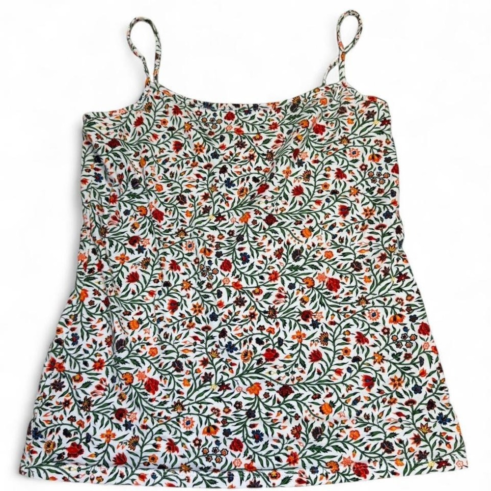 'Ann Taylor white floral print cami‎ top with adjustable straps